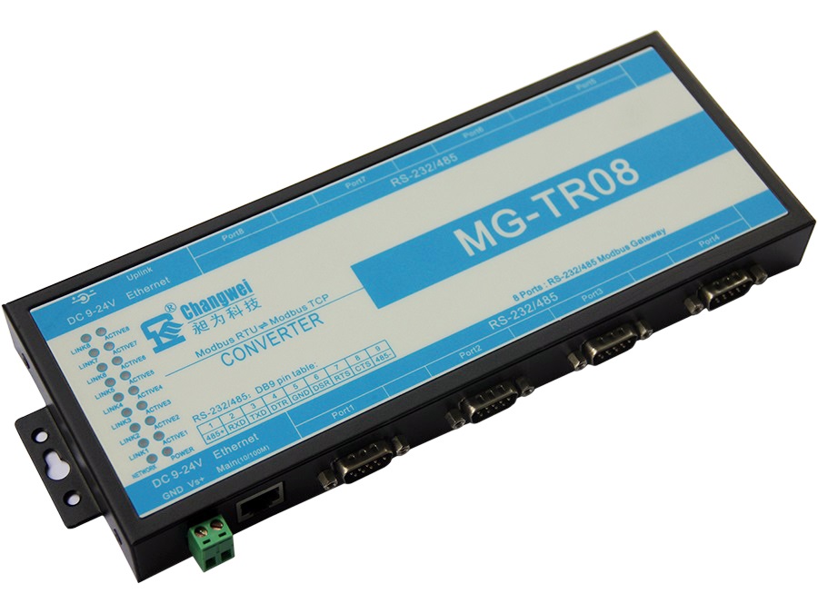 MG-TR08工業(yè)級(jí)RS232/485八串口Modbus網(wǎng)關(guān) Modbus RTU和Modbus TCP協(xié)議轉(zhuǎn)換器